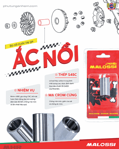 Ắc Nồi Malossi: Chìa khóa vàng cho bộ nồi xe tay ga mượt mà, bền bỉ.