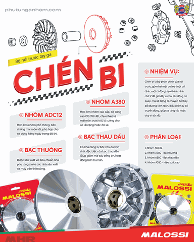 Giải mã Chén Bi (Pulley) xe tay ga: Linh hồn của hệ truyền động CVT và những nâng cấp đột phá từ Malossi