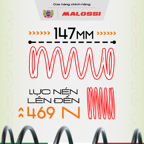 Lò xo trụ 10% thép hợp kim Malossi dành cho Honda 150 cho xe Air Blade/ Vario/ Click/ SH/ PCX