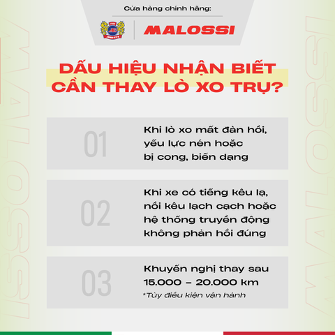 Lò xo trụ 10% thép hợp kim Malossi dành cho Honda 110 cho xe Air Blade/Vision/Lead/Click