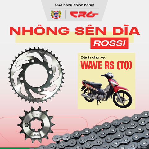 Bộ Nhông Sên Dĩa xe máy dớt bóng thép hợp kim 20Cr CRG Rossi cao cấp cho xe Wave RS (TQ)