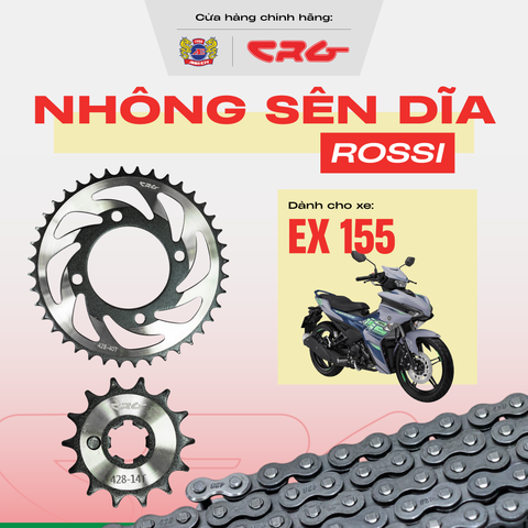 Bộ Nhông Sên Dĩa xe máy dớt bóng thép hợp kim 20Cr CRG Rossi cao cấp cho xe Ex 155