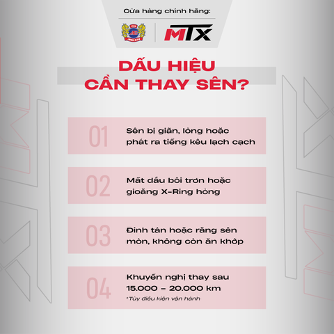 Sên phốt X Ring hiệu suất cao MTX dành cho xe phân khối lớn.