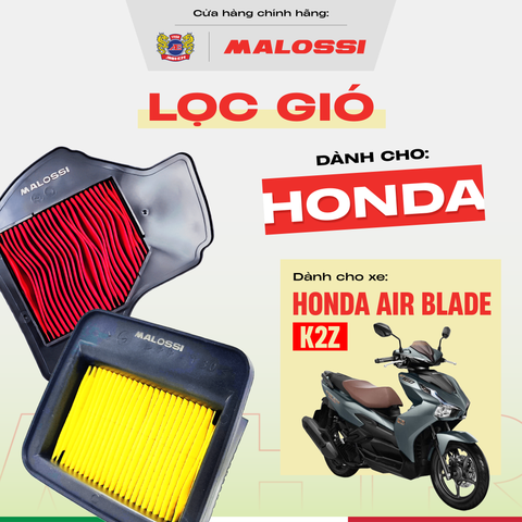 Lọc gió dầu xe máy Malossi cho xe Air Blade K2Z 2022-2023 lọc bụi vượt trội chuẩn zin.