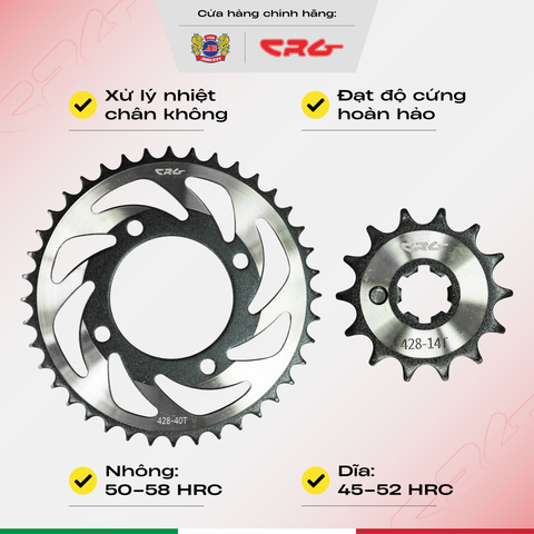 Bộ Nhông Sên Dĩa xe máy dớt bóng thép hợp kim 20Cr CRG Rossi cao cấp