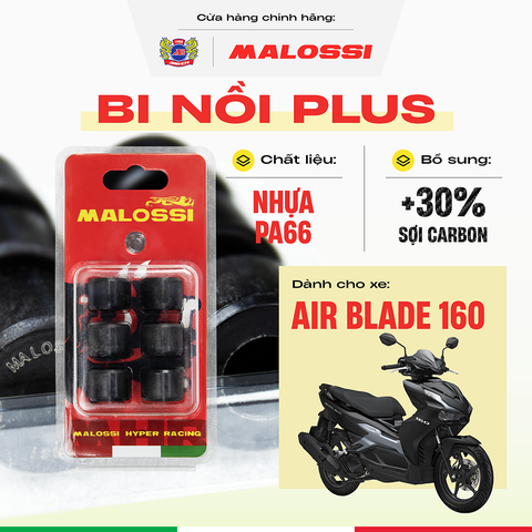 Bi nồi Air Blade 160 cao cấp gia cường sợi carbon Malossi Phiên bản màu đỏ