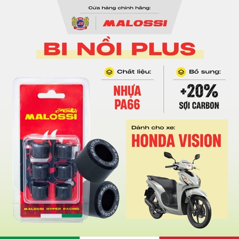 Bi nồi Vision 2021-nay cao cấp gia cường sợi carbon Malossi Phiên bản màu đỏ