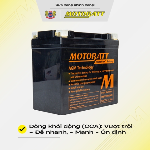Bình điện phân khối lớn Motobatt Quadflex 12V 21Ah dòng khủng khủng bảo hành 12 tháng chính hãng