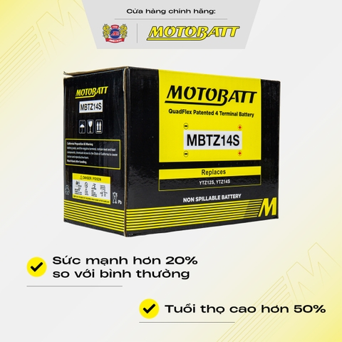 Bình điện phân khối lớn Motobatt Quadflex 170A 11,5Ah dòng khủng bảo hành 18 tháng chính hãng