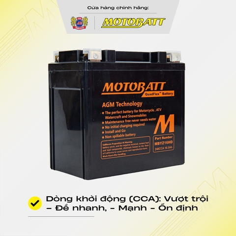 Bình điện phân khối lớn Motobatt Quadflex 12V 16,5Ah dòng khủng khủng bảo hành 12 tháng chính hãng