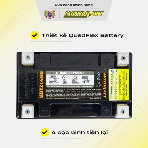 Bình điện phân khối lớn Motobatt Quadflex 12V 16,5Ah dòng khủng khủng bảo hành 12 tháng chính hãng