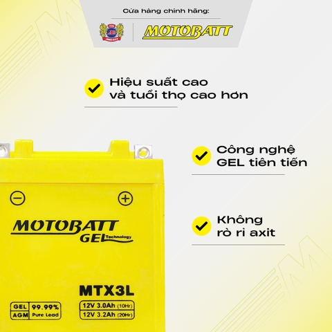 Bình 2 thì Motobatt bình gel siêu bền chống rò rỉ bảo hành 18 tháng bình điện vàng chính hãng
