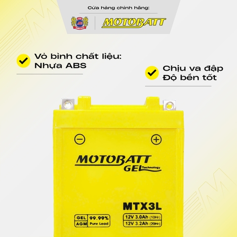 Bình 2 thì Motobatt bình gel siêu bền chống rò rỉ bảo hành 18 tháng bình điện vàng chính hãng