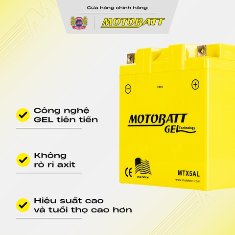 Bình điện Gel Motobatt bình cao siêu bền chống rò bảo hành 18 tháng bình điện vàng chính hãng