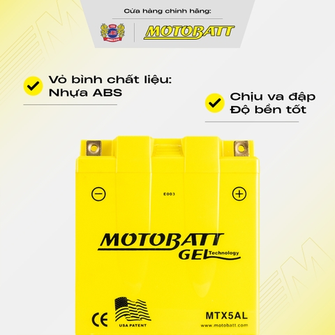 Bình điện Gel Motobatt bình cao siêu bền chống rò bảo hành 18 tháng bình điện vàng chính hãng
