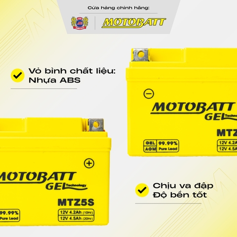 Bình điện Gel Motobatt bình lùn độ bền cao chống rò bảo hành 18 tháng bình điện vàng chính hãng