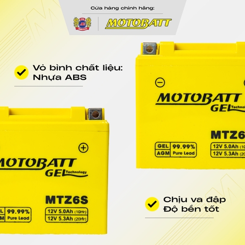 Bình điện Gel Motobatt bình lỡ độ bền cao chống rò bảo hành 18 tháng bình điện vàng chính hãng