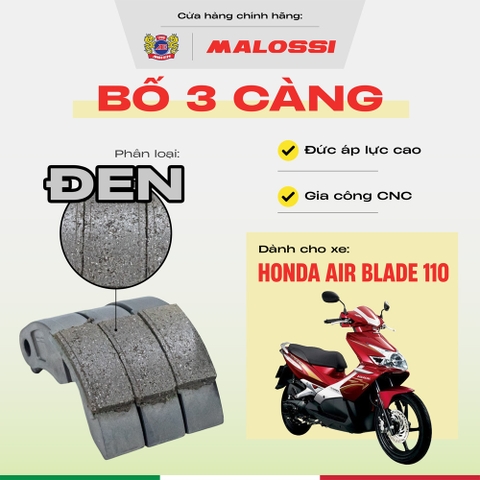 Bố 3 càng Air Blade 110 gia cường 30% sợi carbon Malossi phiên bản cao cấp phần mặt bố đen