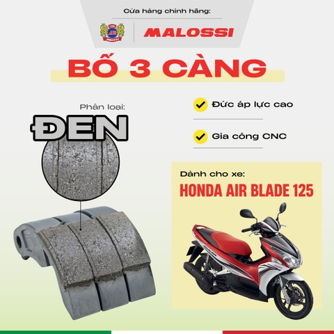 Bố 3 càng Air Blade 125 gia cường 30% sợi carbon Malossi phiên bản cao cấp phần mặt bố đen
