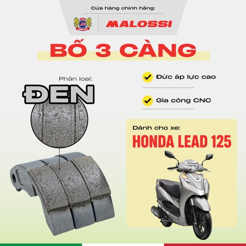 Bố 3 càng Lead 125 gia cường 30% sợi carbon Malossi phiên bản cao cấp phần mặt bố đen