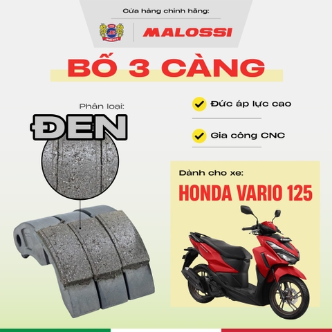 Bố 3 càng Vario125 gia cường 30% sợi carbon Malossi phiên bản cao cấp phần mặt bố đen