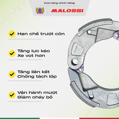 Bố 3 càng Vision gia cường 30% sợi carbon Malossi phiên bản cao cấp phần mặt bố đen