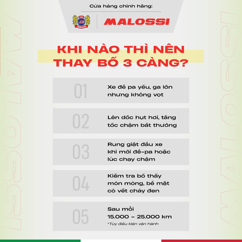 Bố 3 càng hợp kim kẽm nguyên chất Malossi phần mặt bố vàng