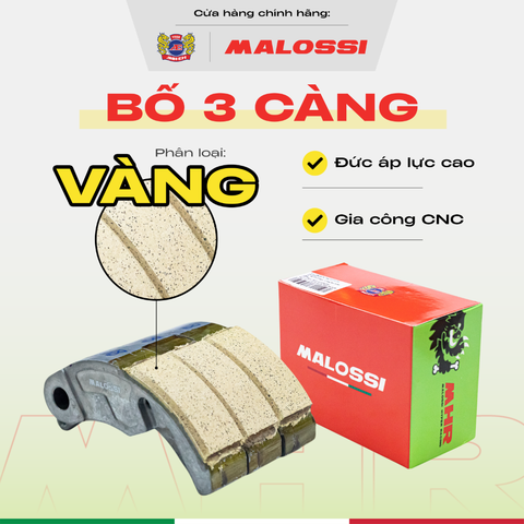 Bố 3 càng hợp kim kẽm nguyên chất Malossi phần mặt bố vàng