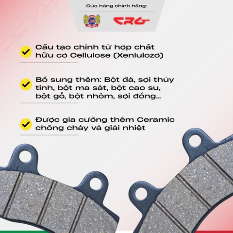 Bố thắng đĩa trước CRG Cellulose chính hãng tăng ma sát ceramic chống cháy