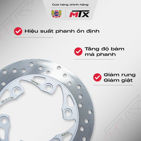 Đĩa thắng sau thép không gỉ SUS 420 MTX độ cứng cao cho xe phân khối lớn