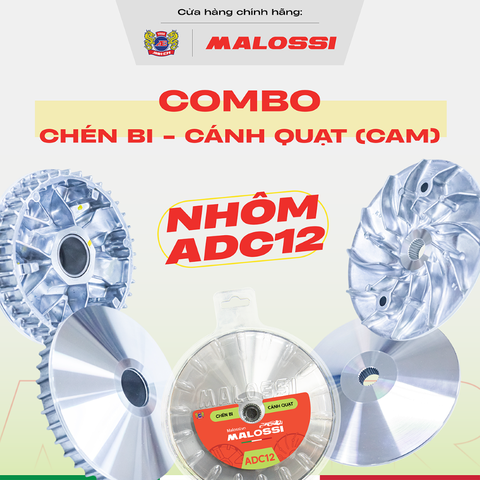 Combo chén bi cánh quạt tiêu chuẩn ADC12 Malossi tem cam dành cho Honda