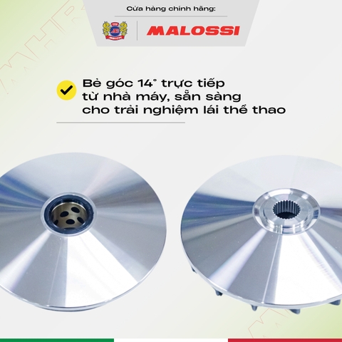 Combo chén bi cánh quạt nhôm A380 bạc thau dầu mod bẻ độ Malossi tem màu đen dành cho Honda