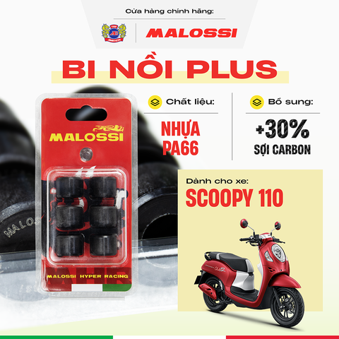 Bi nồi cao cấp gia cường sợi carbon Malossi xe Scoopy 110