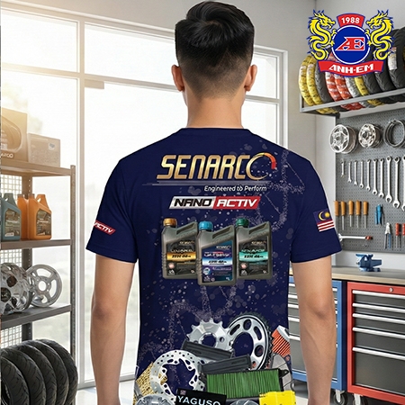 Áo Thun Nam Cổ Tròn SENARCO Phong Cách Thể Thao & Đường Phố Màu Xanh Dương