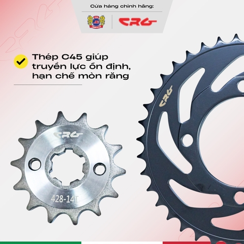Combo nhông sên dĩa Wave RS plus sên vàng CRG dành cho nhiều dòng xe