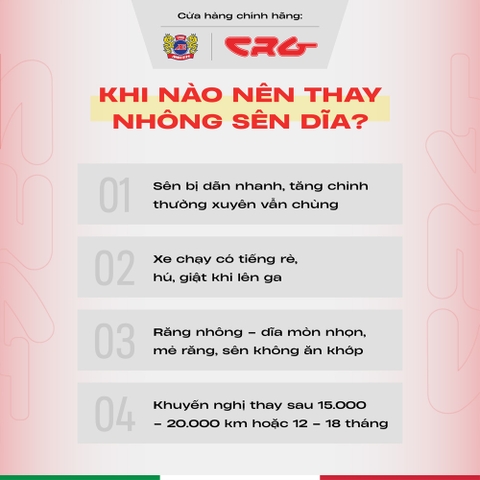 Nhông dĩa plus CRG dành cho nhiều dòng xe