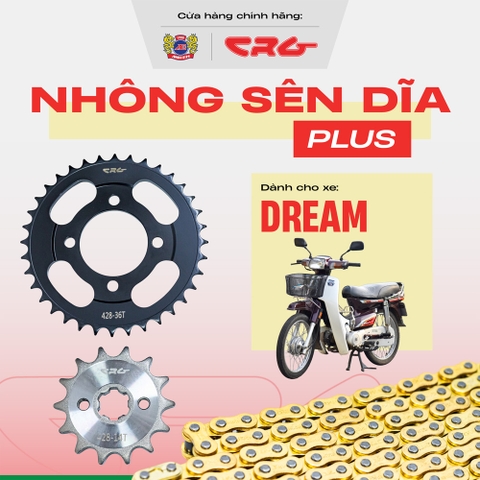 Combo nhông sên dĩa Dream plus sên vàng CRG dành cho nhiều dòng xe