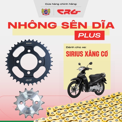 Combo nhông sên dĩa Sirius xăng cơ sên vàng CRG dành cho nhiều dòng xe
