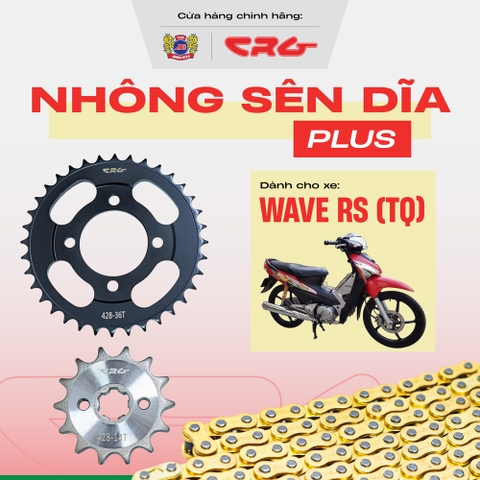 Combo nhông sên dĩa Wave RS plus sên vàng CRG dành cho nhiều dòng xe