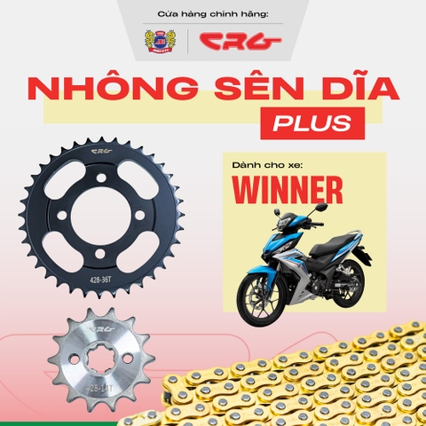 Combo nhông sên dĩa Winner plus sên vàng CRG dành cho nhiều dòng xe