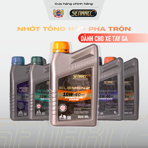 Nhớt chuyên biệt cho xe tay ga Senarco Elemenz dòng tổng hợp pha trộn vận hành êm ái lâu dài trên 1000KM