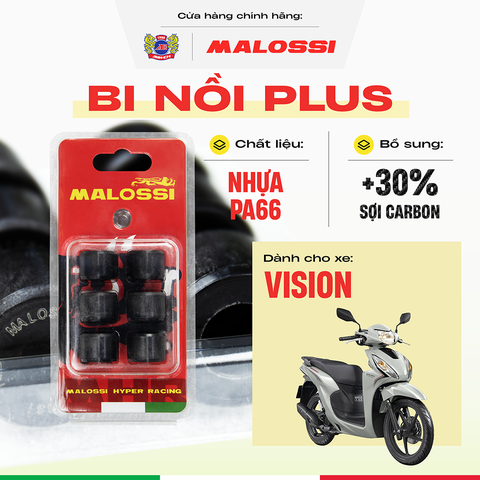Bi nồi Vision  2011-2020 cao cấp gia cường sợi carbon Malossi Phiên bản màu đỏ
