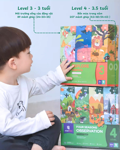 Bộ đồ chơi xếp hình 7 cấp độ - Cấp độ 3: Môi trường sống của động vật