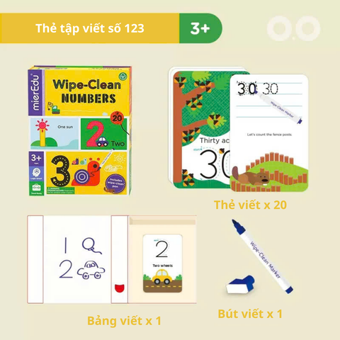 Bé tập viết số 123 _ Thẻ viết xóa