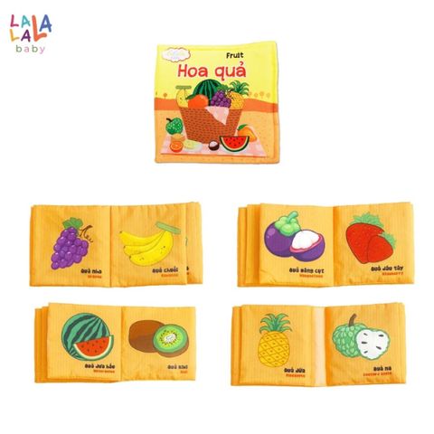 Sách vải chủ đề Hoa quả - Loại đơn giản ko có chi tiết tương tác - cho bé 0-2 tuổi