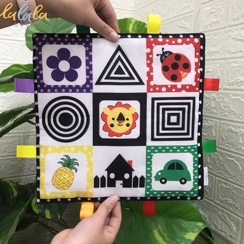 Thẻ Tummy time bộ gồm 3 thẻ bằng vải có tiếng xột xoạt cho bé chơi và học