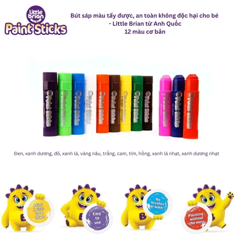[TỔNG HỢP] Bút sáp màu an toàn, tẩy được Little Brian - Size Cơ Bản (Nhập khẩu UK)