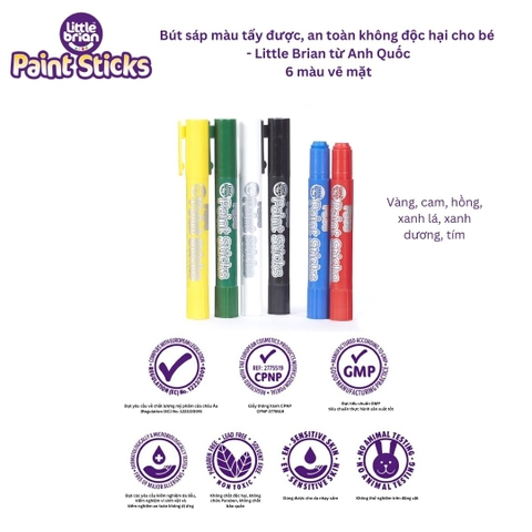 Bút màu hóa trang Little Brian - 6 màu cơ bản vẽ được trên da trẻ em