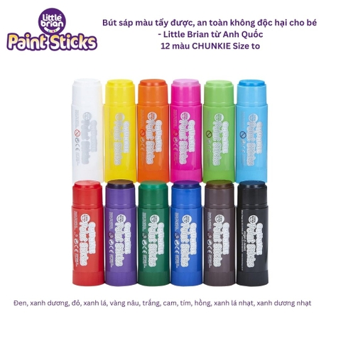 Bút sáp màu an toàn, dễ tẩy Little Brian - 12 màu Chunkie Big size