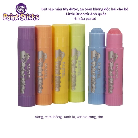 Bút sáp màu an toàn, dễ tẩy Little Brian - 6 màu pastel